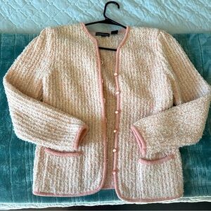 Summerfield women’s thick cable knit textured cardigan blazer pink size small